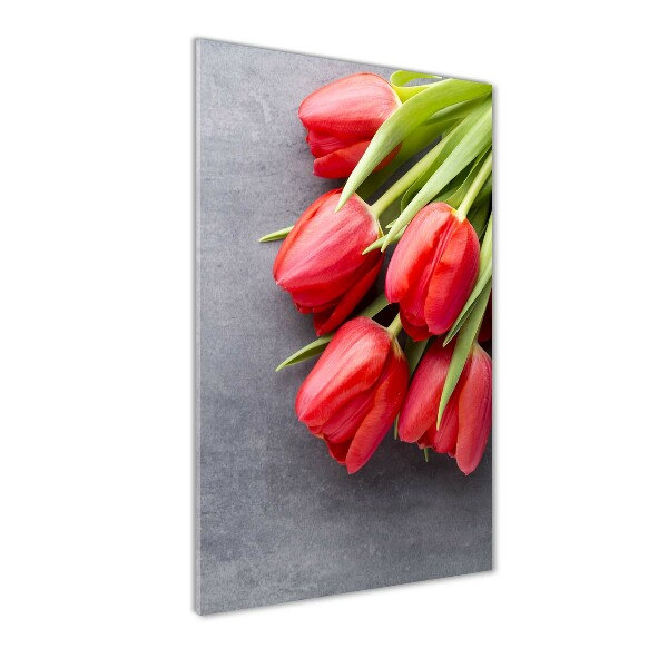 Foto auf glas vertikales Rote Tulpen