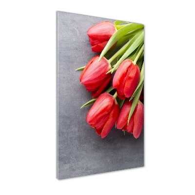 Foto auf glas vertikales Rote Tulpen