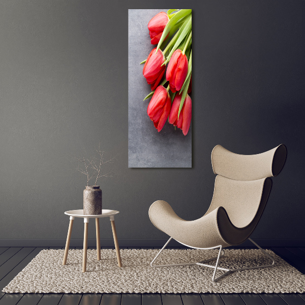 Foto auf glas vertikales Rote Tulpen