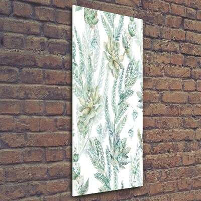 Glasbild vertikales Blumenmuster