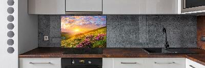 Platte für Küchenrückwand Sonnenuntergang in den Bergen