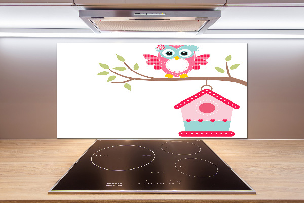 Glasrückwand für die küche Eule auf einem Ast