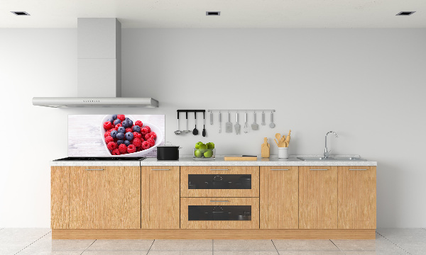 Glasrückwand für die küche Himbeeren und Blaubeeren