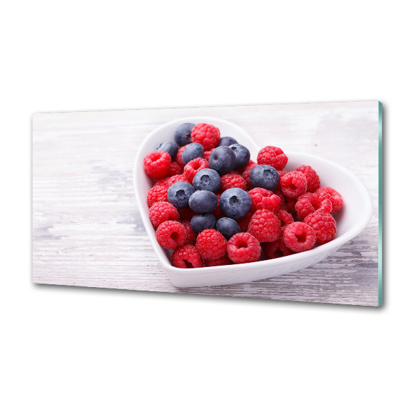 Glasrückwand für die küche Himbeeren und Blaubeeren
