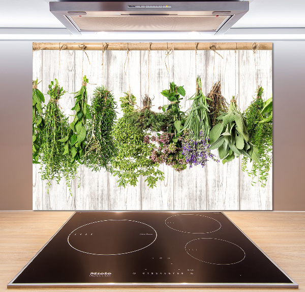 Küchen wandpaneel Kräuter an einer Schnur