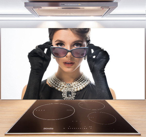 Platte für Küchenrückwand Frau mit Brille