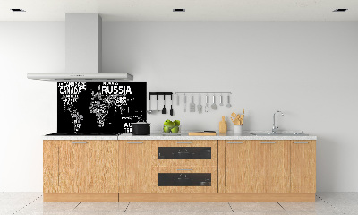 Glasrückwand für die küche Weltkarte mit Untertiteln