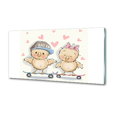 Platte für Küchenrückwand Vögel auf einem Skateboard