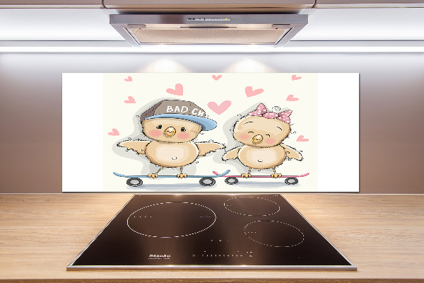 Platte für Küchenrückwand Vögel auf einem Skateboard