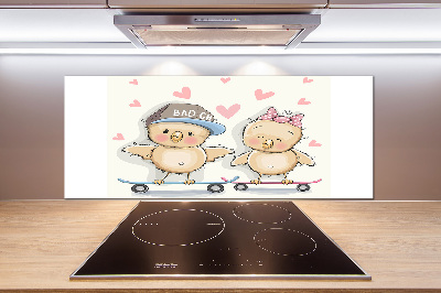 Platte für Küchenrückwand Vögel auf einem Skateboard
