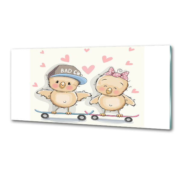 Platte für Küchenrückwand Vögel auf einem Skateboard