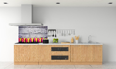 Küchen wandpaneel Tulpen auf Holz