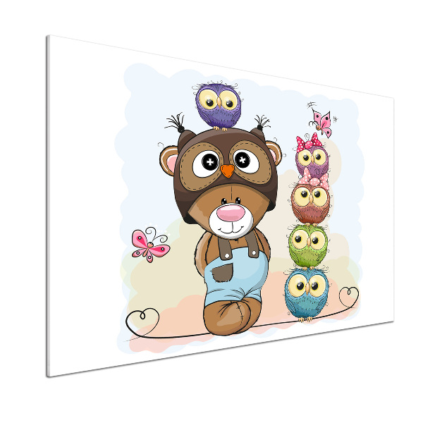 Küchen wandpaneel Teddybär und Eulen