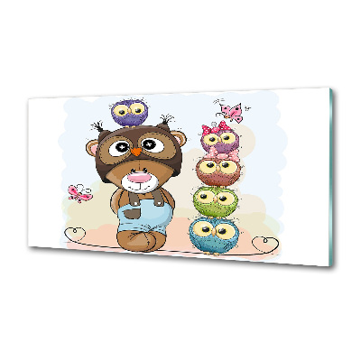 Küchen wandpaneel Teddybär und Eulen