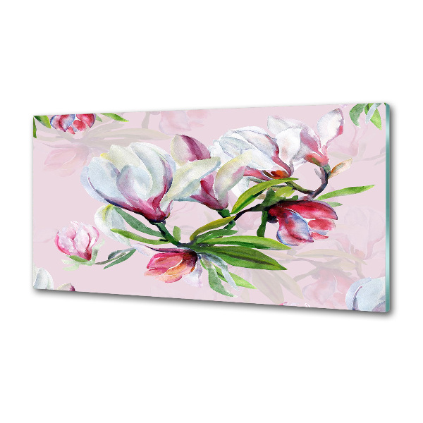 Glasrückwand für die küche Magnolienblüten