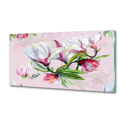 Glasrückwand für die küche Magnolienblüten