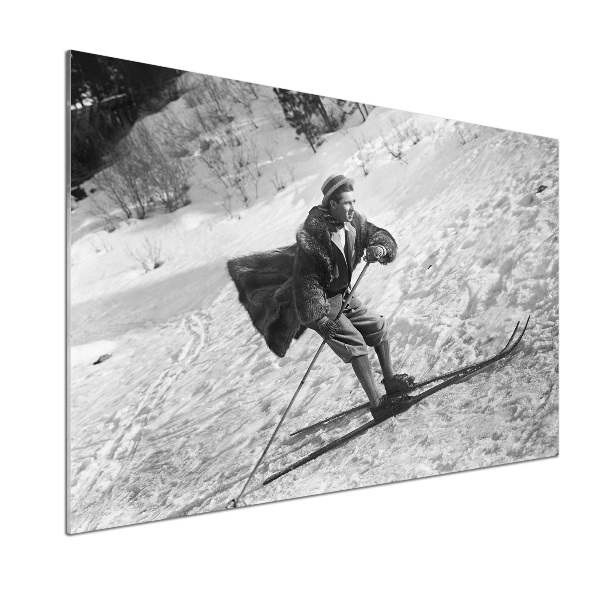 Glasrückwand für die küche Skifahrer