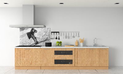 Glasrückwand für die küche Skifahrer