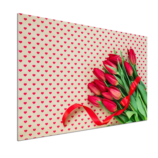 Küchen wandpaneel Herzförmige Tulpen