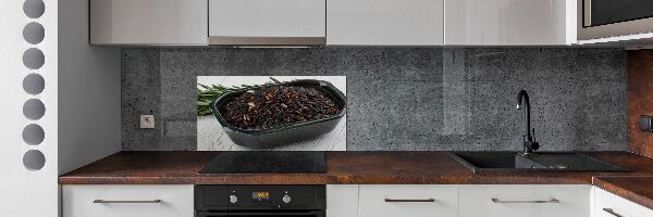 Glasrückwand für die küche Wildreis in einer Schüssel