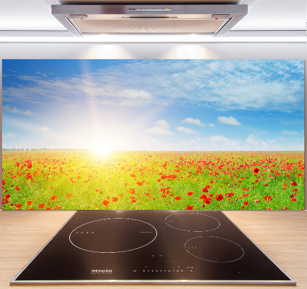 Glasrückwand für die küche Mohnfeld