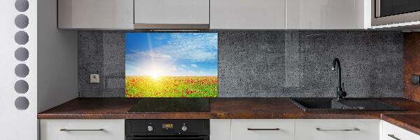 Glasrückwand für die küche Mohnfeld