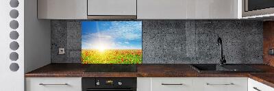 Glasrückwand für die küche Mohnfeld