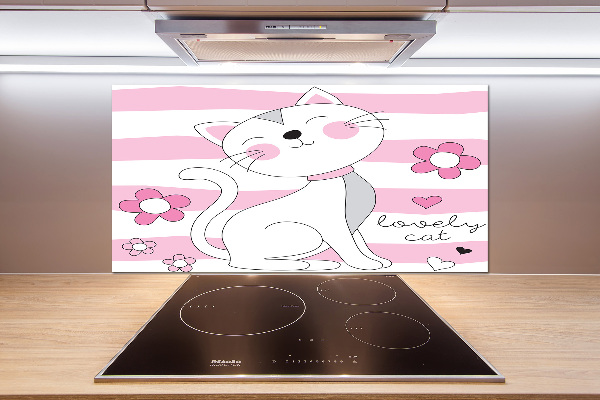 Glasrückwand für die küche Weiße Katze