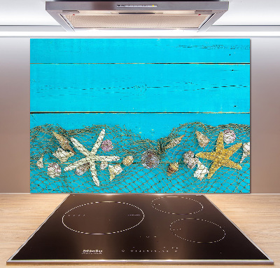 Küchen wandpaneel Seesterne und Muscheln