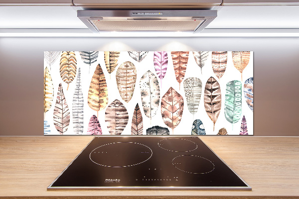 Glasrückwand für die küche Bunte Federn