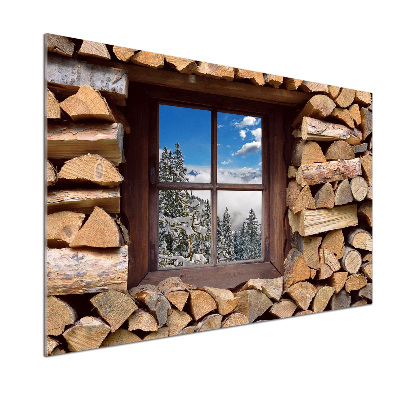 Glasrückwand für die küche Winter draußen vor dem Fenster