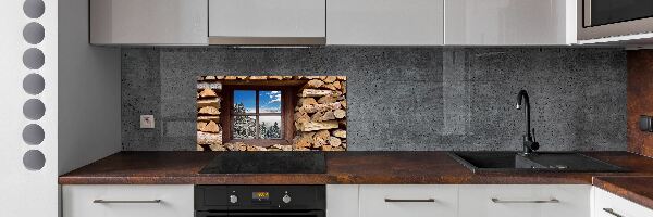 Glasrückwand für die küche Winter draußen vor dem Fenster