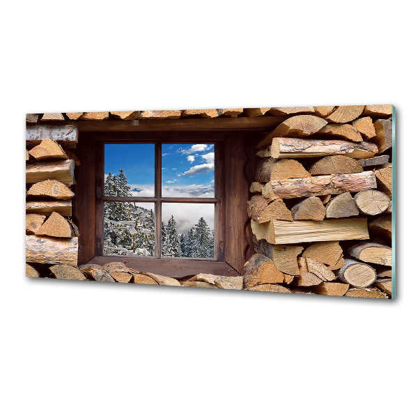 Glasrückwand für die küche Winter draußen vor dem Fenster