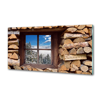 Glasrückwand für die küche Winter draußen vor dem Fenster