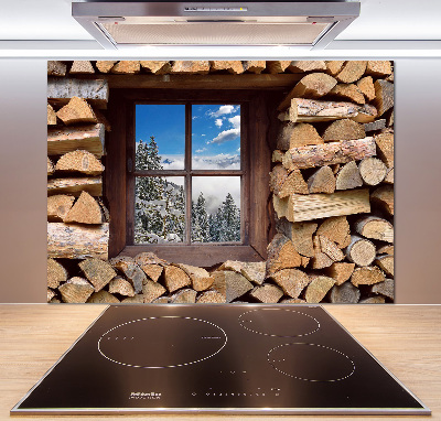 Glasrückwand für die küche Winter draußen vor dem Fenster