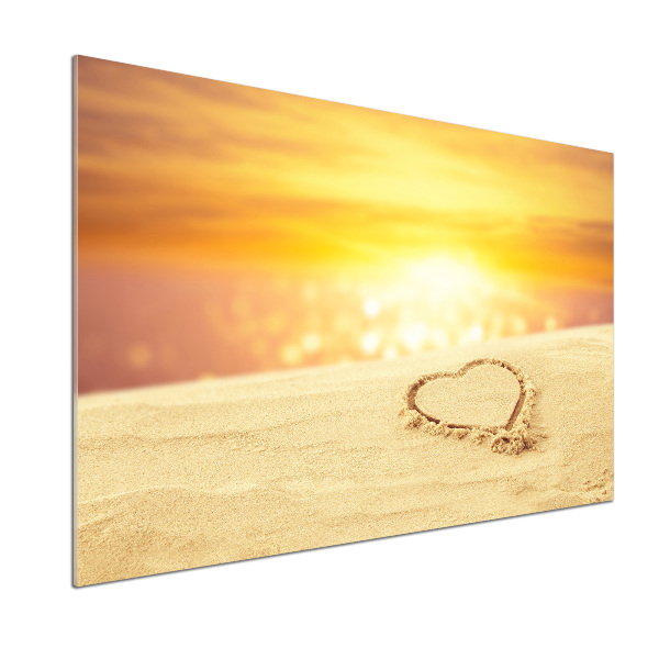 Platte für Küchenrückwand Herz im Sand