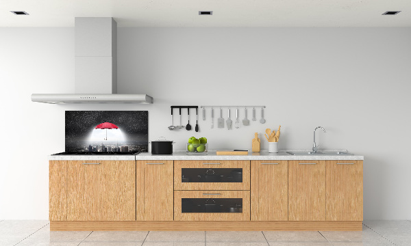 Küchen wandpaneel Regenschirm über der Stadt