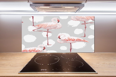 Glasrückwand für die küche Flamingos
