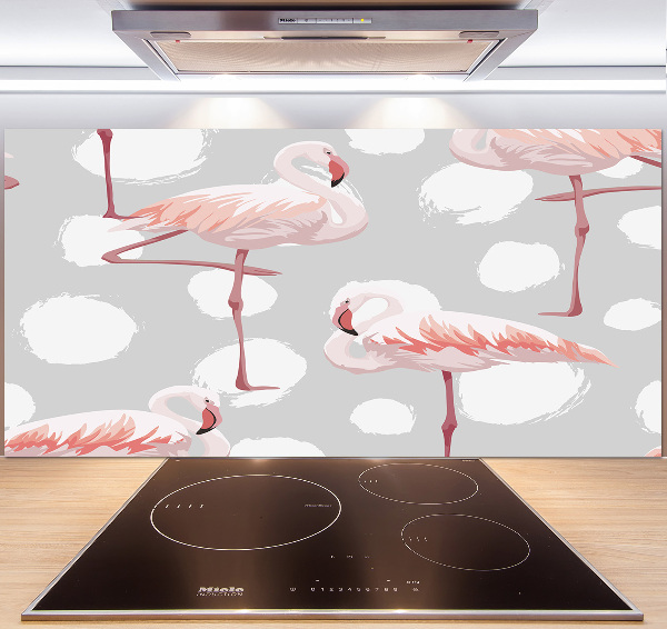 Glasrückwand für die küche Flamingos