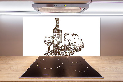 Platte für Küchenrückwand Wein und Snacks