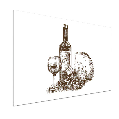 Platte für Küchenrückwand Wein und Snacks