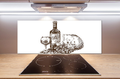 Platte für Küchenrückwand Wein und Snacks