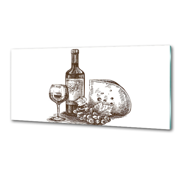 Platte für Küchenrückwand Wein und Snacks