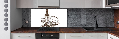 Platte für Küchenrückwand Wein und Snacks