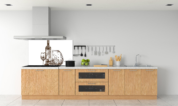 Platte für Küchenrückwand Wein und Snacks