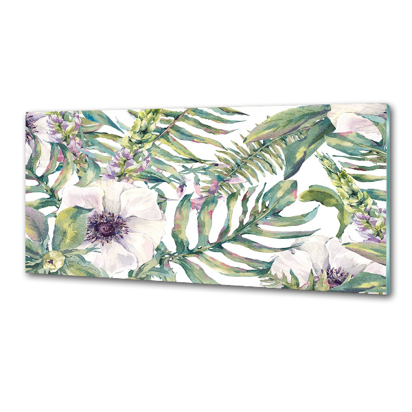 Küchen wandpaneel Farne und Blumen