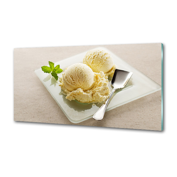 Glasrückwand für die küche Eiscreme auf einem Teller