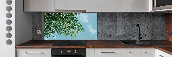 Glasrückwand für die küche Blätter am Himmel