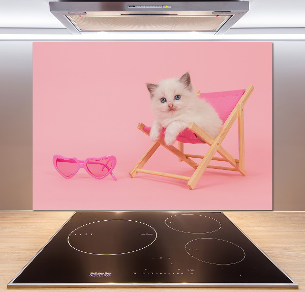 Küchen wandpaneel Katze auf einem Liegestuhl