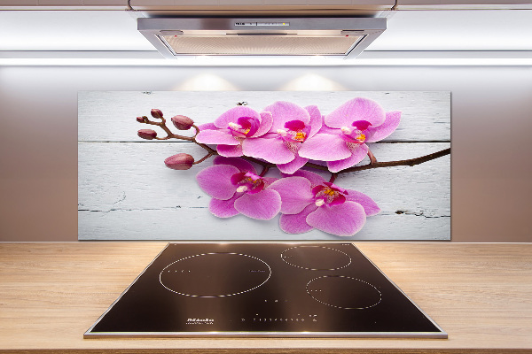 Küchen wandpaneel Orchidee auf Holz